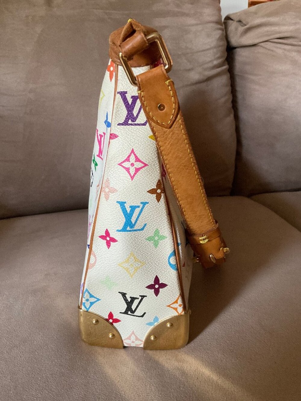 Louis Vuitton Vintage Multicolore Multicolor Boulogne Hobo Bag White Murakami - Picture 6 of 16